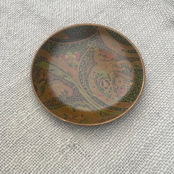 Set of 4 Oriental Accents Paisley Floral Decorative Asian Charger Plates Brown - Picture 3 of 7